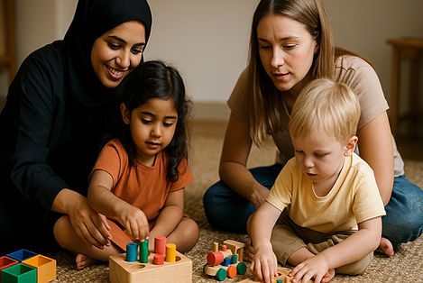 Families enjoying a session